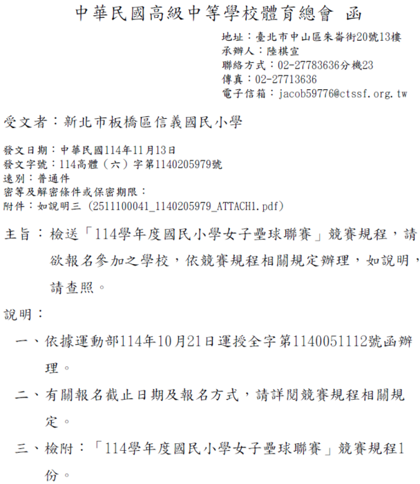 114學年度國民小學女子壘球聯賽(體育組)圖片