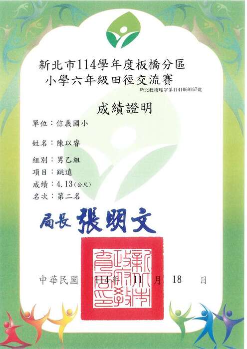 賀！本校田徑隊參加新北市114學年度板橋分區小學六年級田徑交流賽榮獲佳績(體育組)圖片