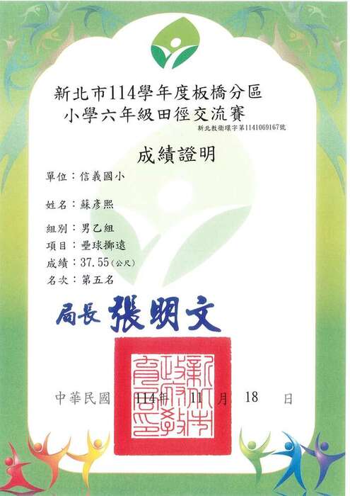 賀！本校田徑隊參加新北市114學年度板橋分區小學六年級田徑交流賽榮獲佳績(體育組)圖片